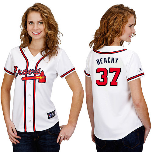 Brandon Beachy #37 mlb Jersey-Atlanta Braves Women's Authentic Home White Cool Base Baseball Jersey